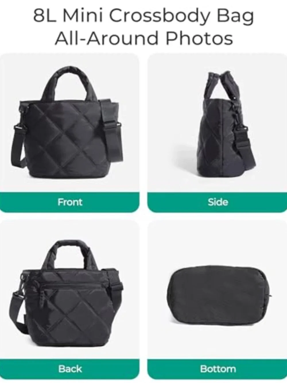Lightweight Nylon Puffer Crossbody Bag with Multiple Pockets